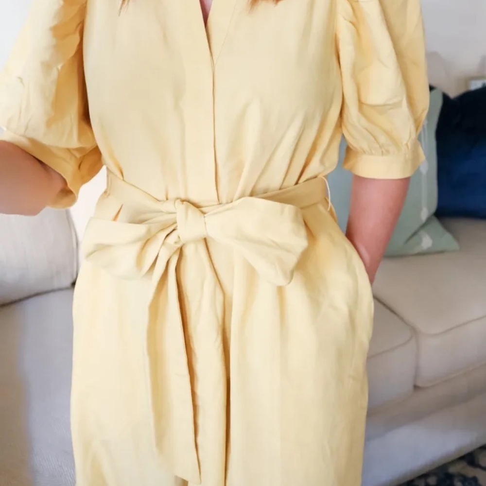 Ann Taylor Yellow Midi Dress with Bow